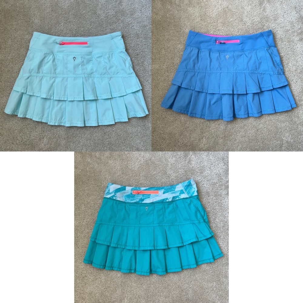 Lot of 3 iviva lululemon tennis Skirts size girls 14/ woman’s 0-2